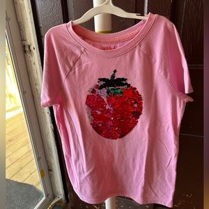 Girls, pink strawberry sequin top size 10/12 brand - cat and Jack